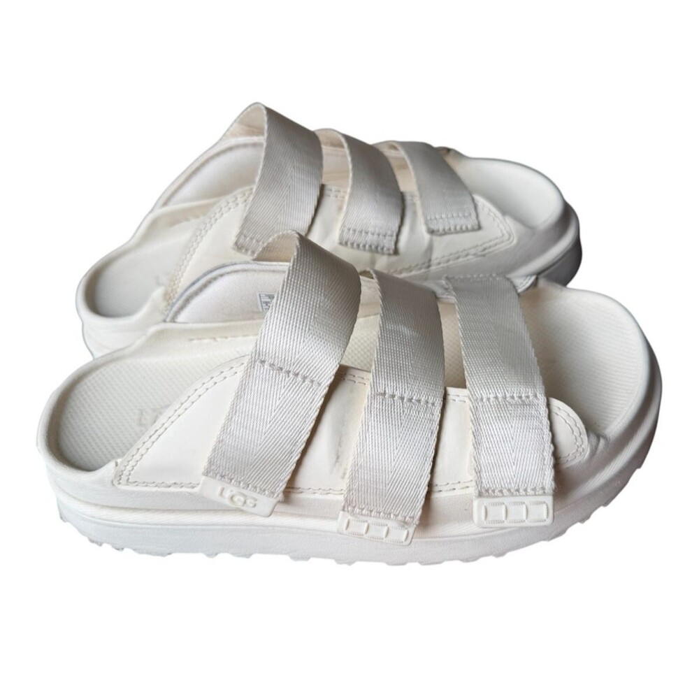UGG GoldenGlow Off White Cream Triple Strap Platform Chunky Sandals Women Size 8
